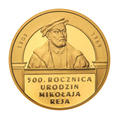 zlota-moneta-200zl-500-rocznica-urodzin-mikolaja-reja-1505-1569-2005-rewers